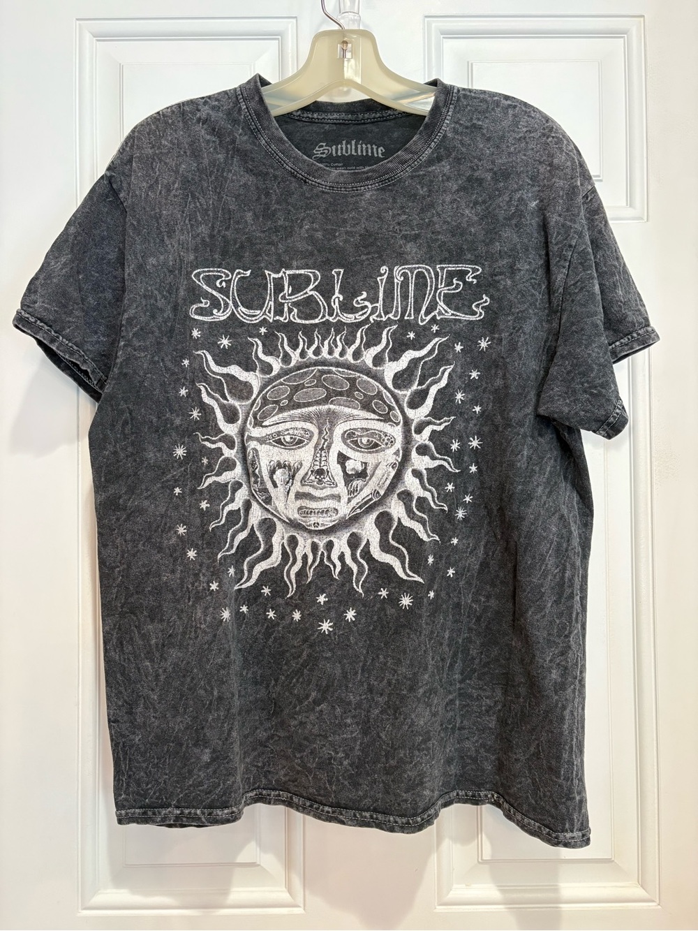 Men’s Sublime Sun Graphic Tee - Black Acid Wash, Size L